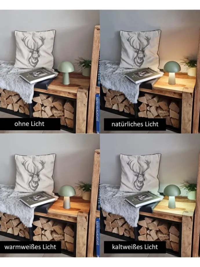 LED Pilz Tischlampe dimmbar Touch Farbwechsler IP44 Innen Außen 15x21cm Grün