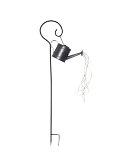 LED Solar Gießkanne mit Wasserfalleffekt H: 90cm in silber