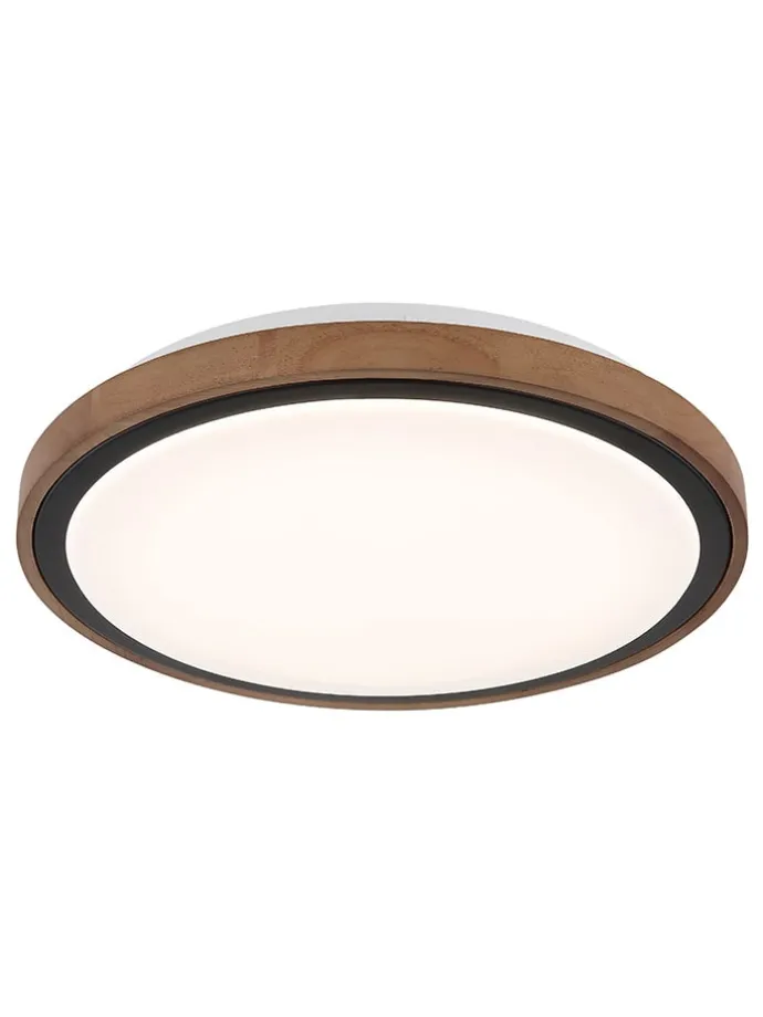 LED-Deckenleuchte "Bruno" in Hellbraun/ Weiß - (H)9,5 x Ø 36 cm