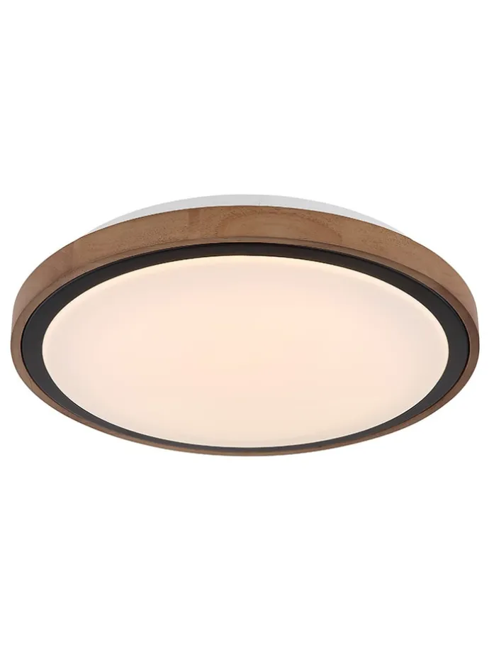 LED-Deckenleuchte "Bruno" in Hellbraun/ Weiß - (H)9,5 x Ø 36 cm