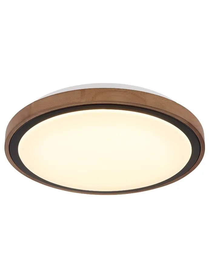 LED-Deckenleuchte "Bruno" in Hellbraun/ Weiß - (H)9,5 x Ø 36 cm