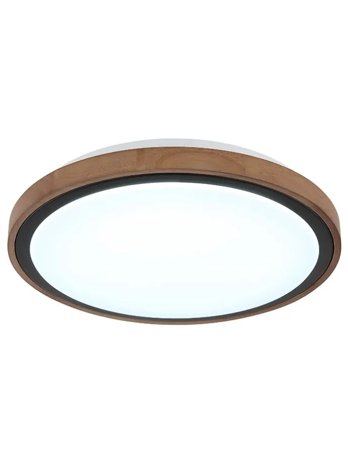 LED-Deckenleuchte "Bruno" in Hellbraun/ Weiß - (H)9,5 x Ø 36 cm