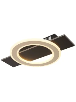 LED-Deckenleuchte "Jayden" in Dunkelbraun - (B)44 x (H)5,2 x (T)29 cm