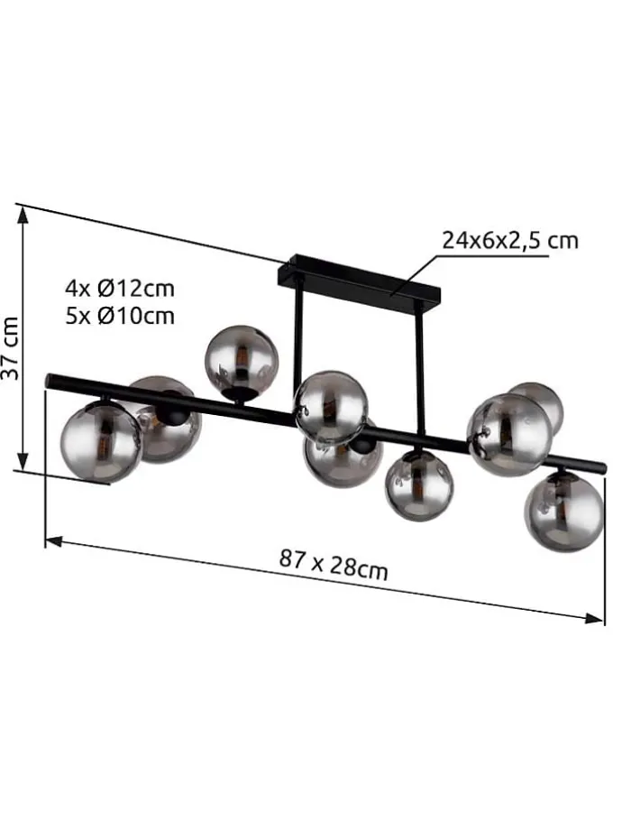 LED-Deckenleuchte "Riha" in Schwarz/ Grau - (B)87 cm