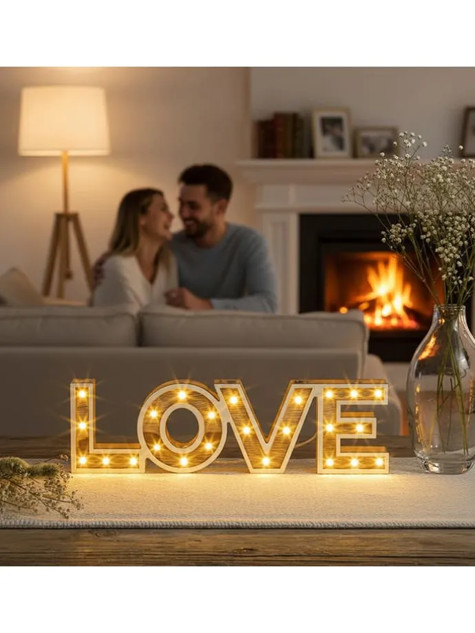 LED-Dekoleuchte "Love" in Warmweiß - (B)38 x (H)11 x (T)3 cm