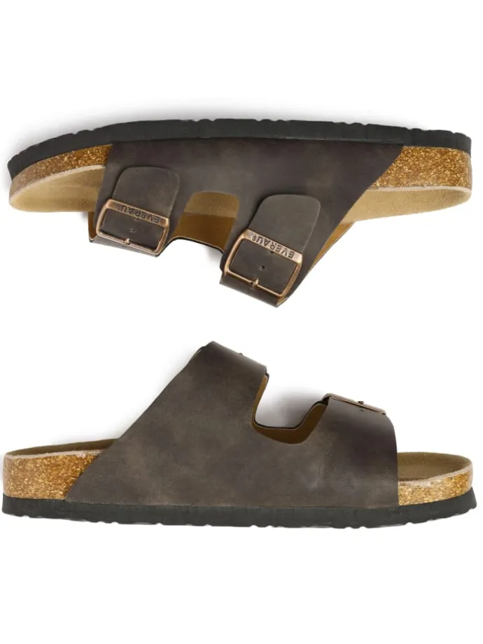 Leder Sandalen Duck in Braunes geöltes Leder