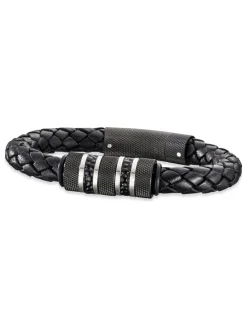 Leder-Armband "Edward" in Schwarz