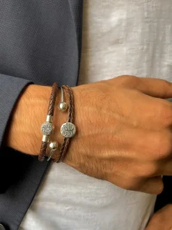 Leder-Armband in Hellbraun