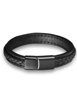 Leder-Armband in Schwarz