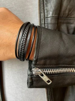 Leder-Armband in Schwarz