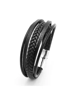 Leder-Armband in Schwarz