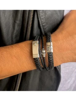 Leder-Armband in Schwarz