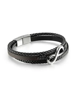 Leder-Armband in Schwarz/ Braun