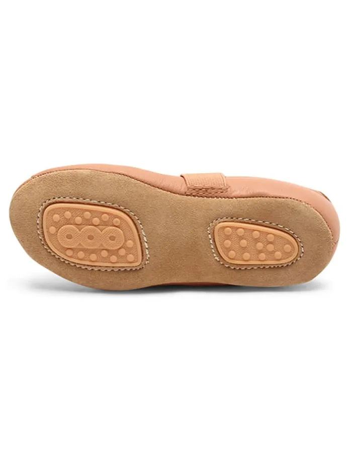 Leder-Ballerinas in Beige