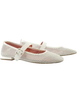 Leder-Ballerinas in Creme