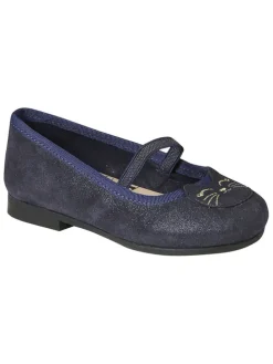 Leder-Ballerinas in Dunkelblau