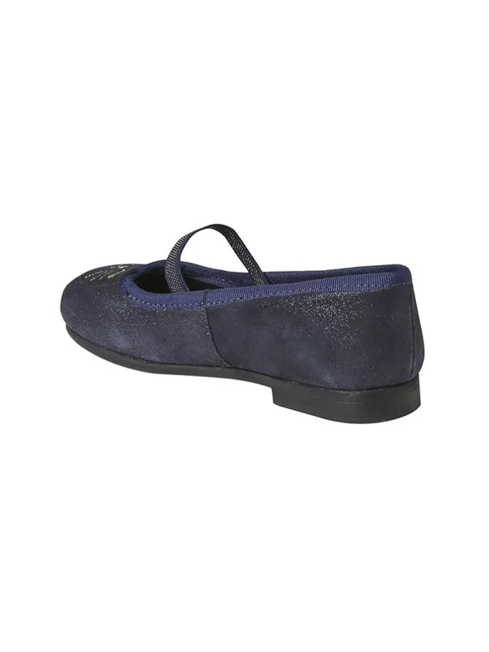 Leder-Ballerinas in Dunkelblau