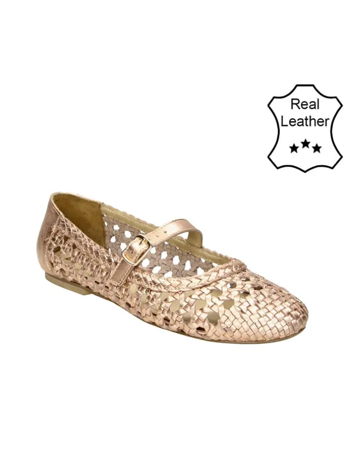 Leder-Ballerinas in Gold