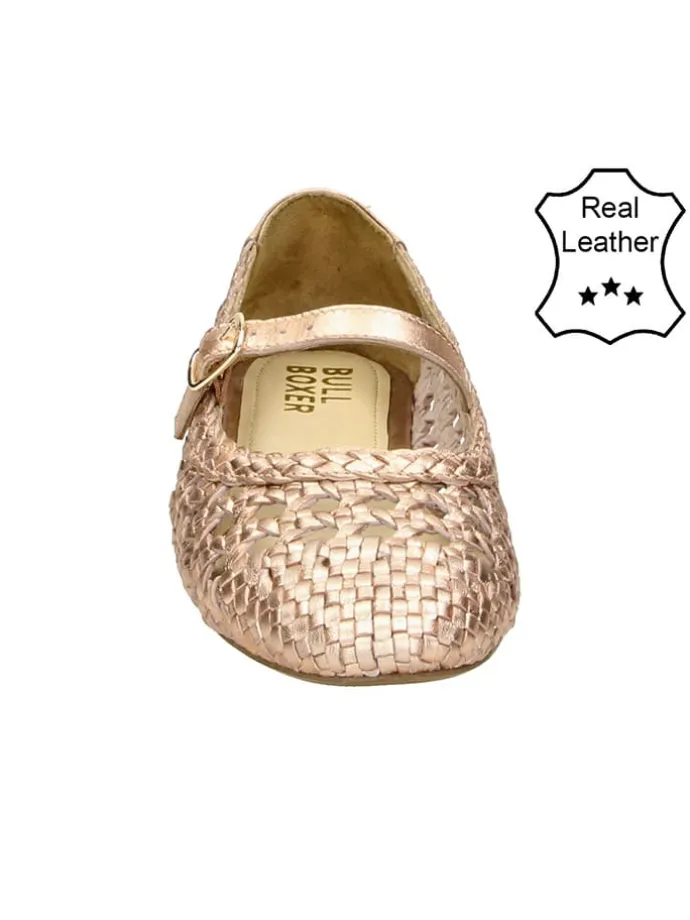 Leder-Ballerinas in Gold