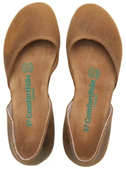 Leder-Ballerinas in Hellbraun