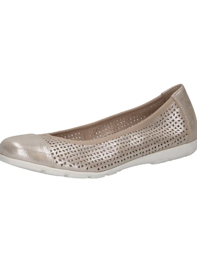 Leder-Ballerinas in Hellbraun/ Grau
