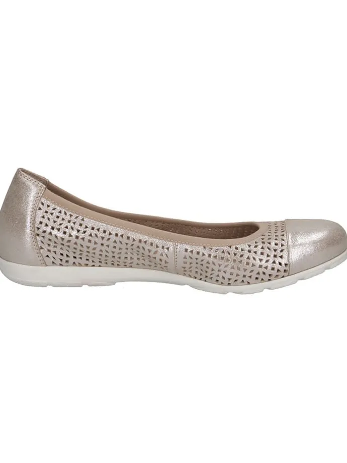 Leder-Ballerinas in Hellbraun/ Grau