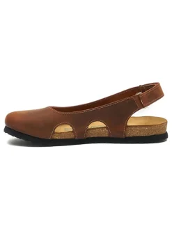 Leder-Ballerinas in Hellbraun