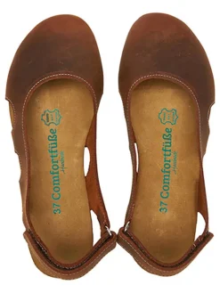 Leder-Ballerinas in Hellbraun