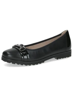 Leder-Ballerinas in Schwarz