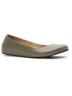 Leder-Ballerinas in Taupe