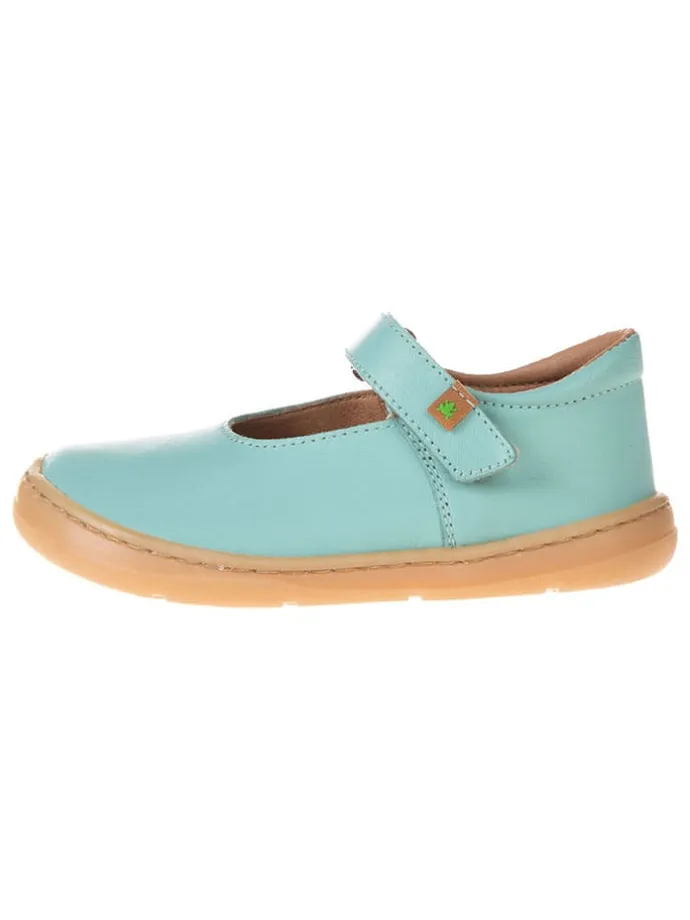 Leder-Ballerinas in Türkis