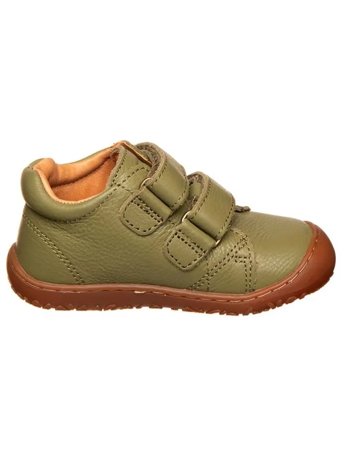 Leder-Barfußschuhe in Khaki