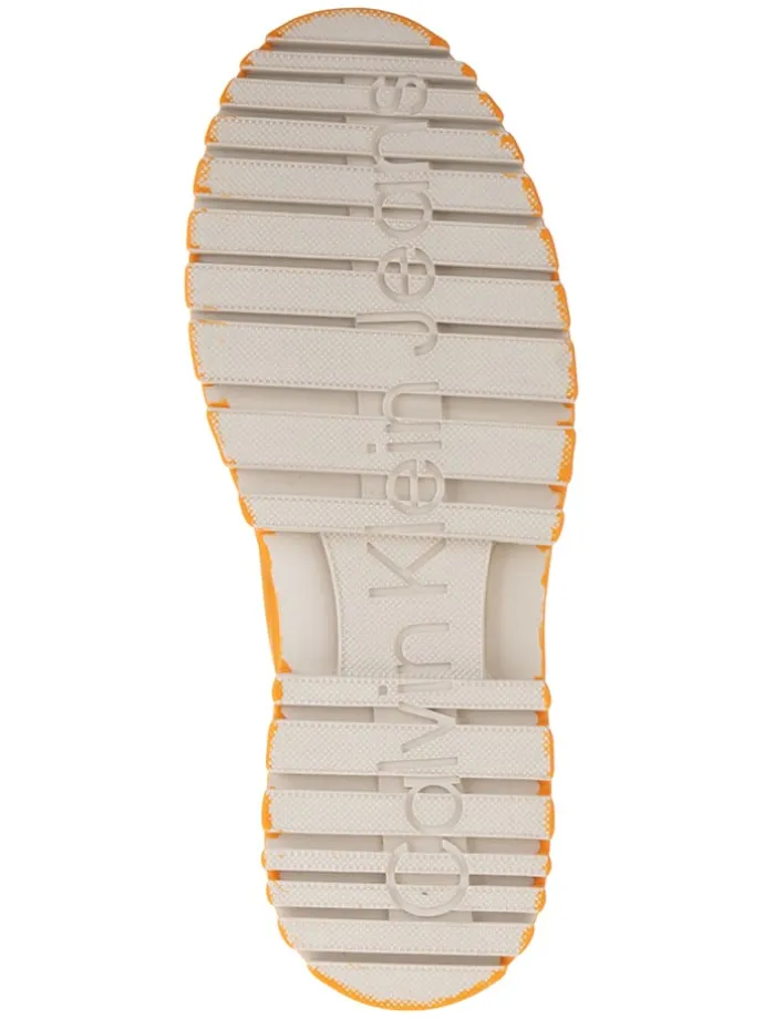 Leder-Boots in Beige/ Orange