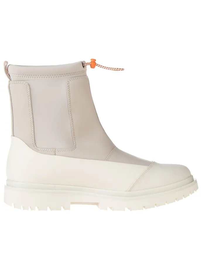 Leder-Boots in Creme/ Beige