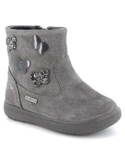 Leder-Boots in Grau