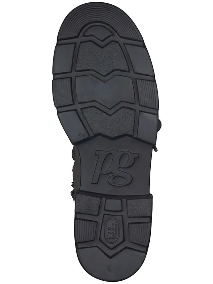 Leder-Boots in Schwarz/ Anthrazit