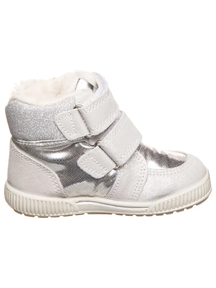 Leder-Boots in Weiß/ Silber