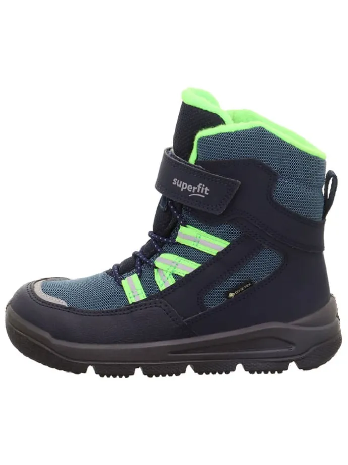 Leder-Boots "Mars" in Dunkelblau/ Grün