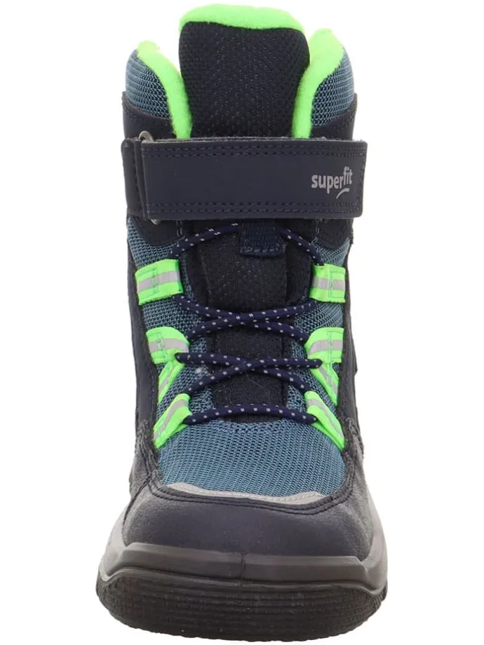 Leder-Boots "Mars" in Dunkelblau/ Grün