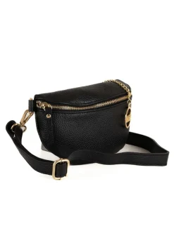 Leder-Brustbeutel "Perugino" in Schwarz - (B)23 x (H)13 x (T)2 cm