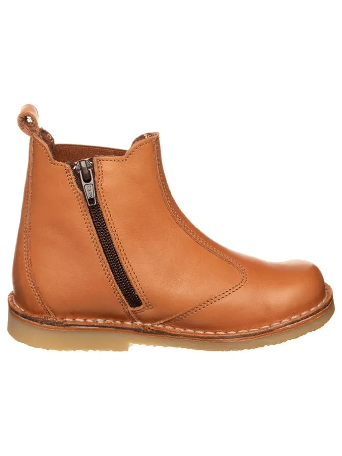Leder-Chelsea-Boots in Hellbraun