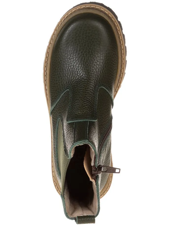 Leder-Chelsea-Boots in Khaki
