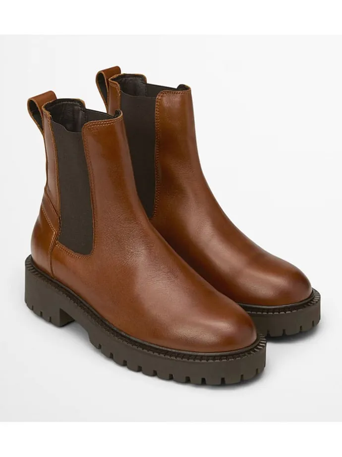 Leder-Chelsea-Boots "Phia" in Hellbraun