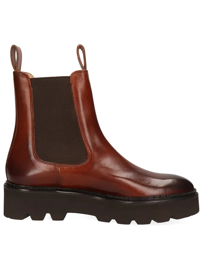 Leder-Chelsea-Boots "Sally 186" in Hellbraun