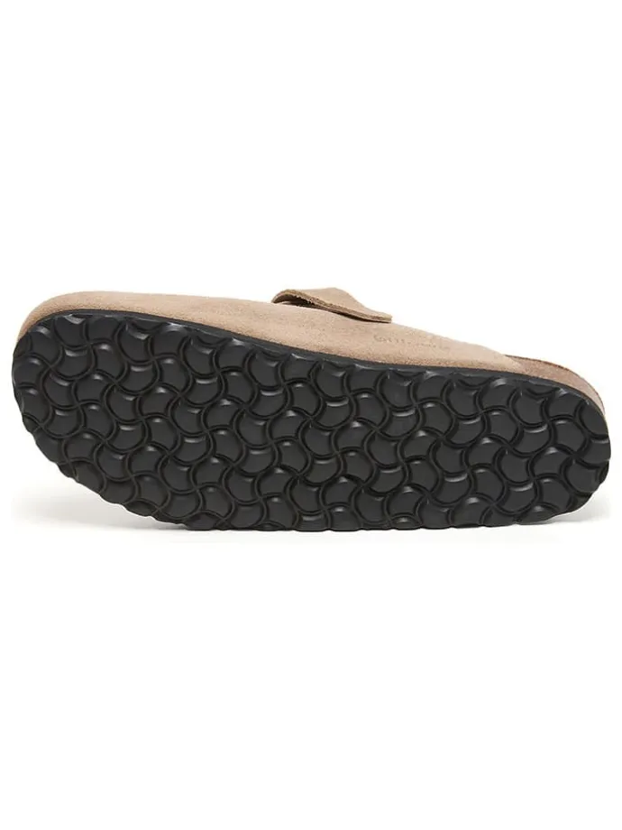 Leder-Clogs in Beige