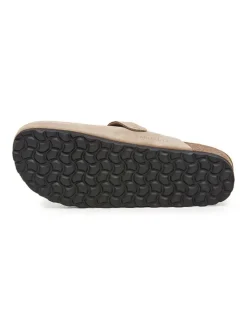 Leder-Clogs in Beige