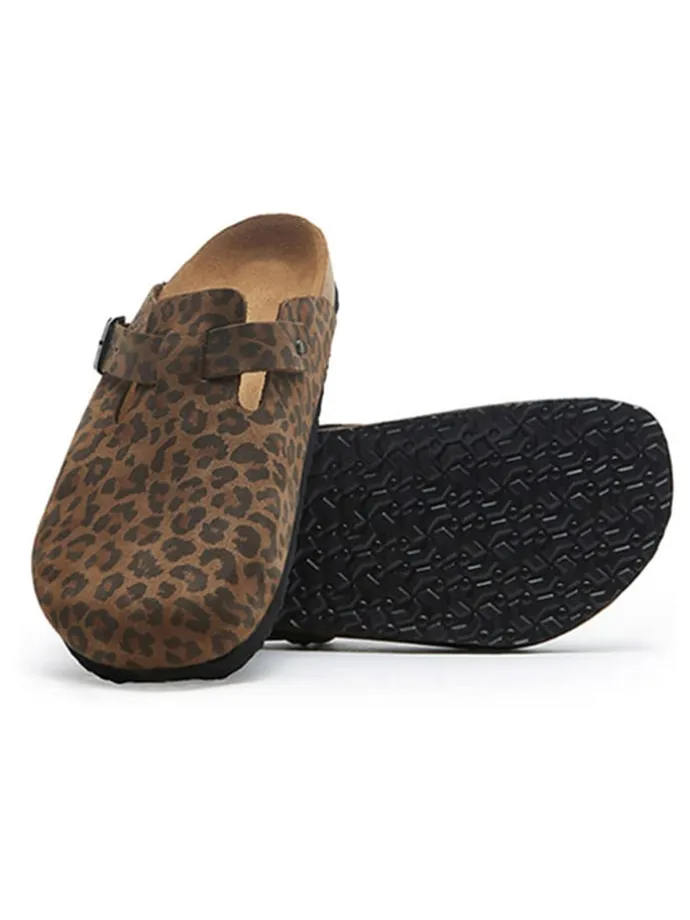 Leder-Clogs in Braun/ Schwarz