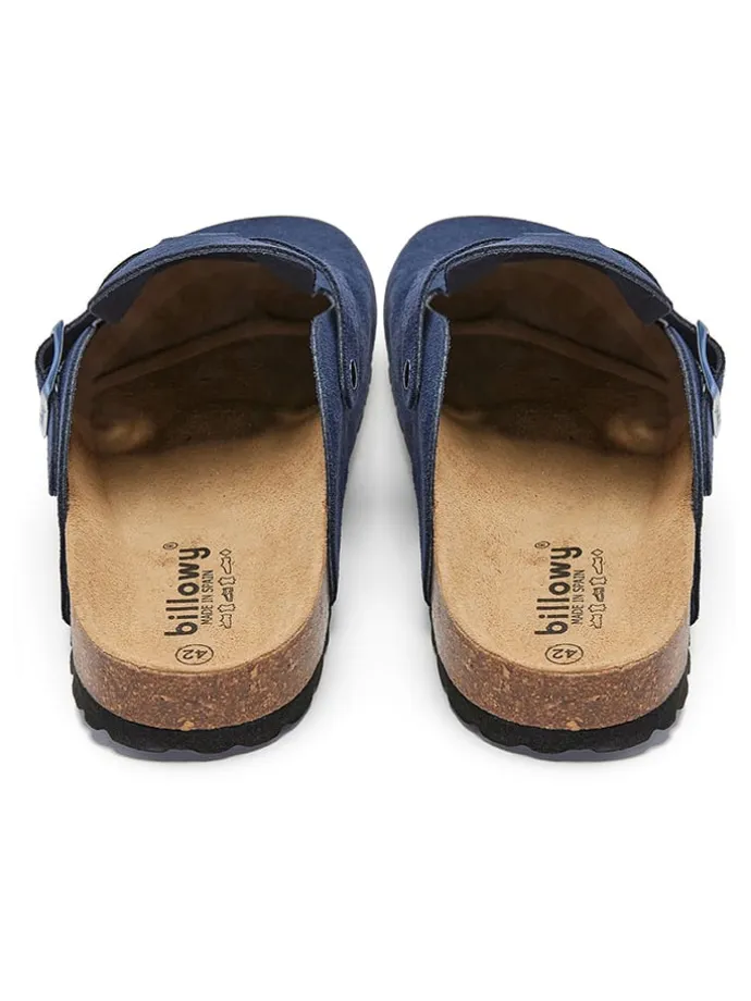 Leder-Clogs in Dunkelblau