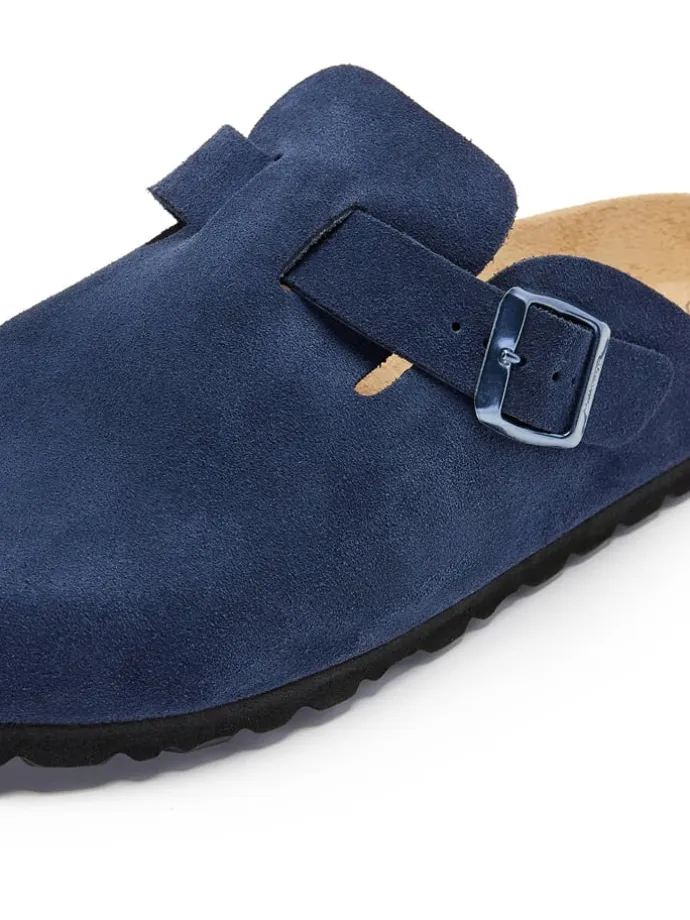 Leder-Clogs in Dunkelblau