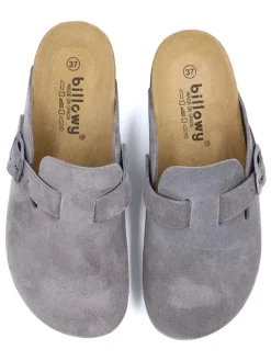 Leder-Clogs in Grau